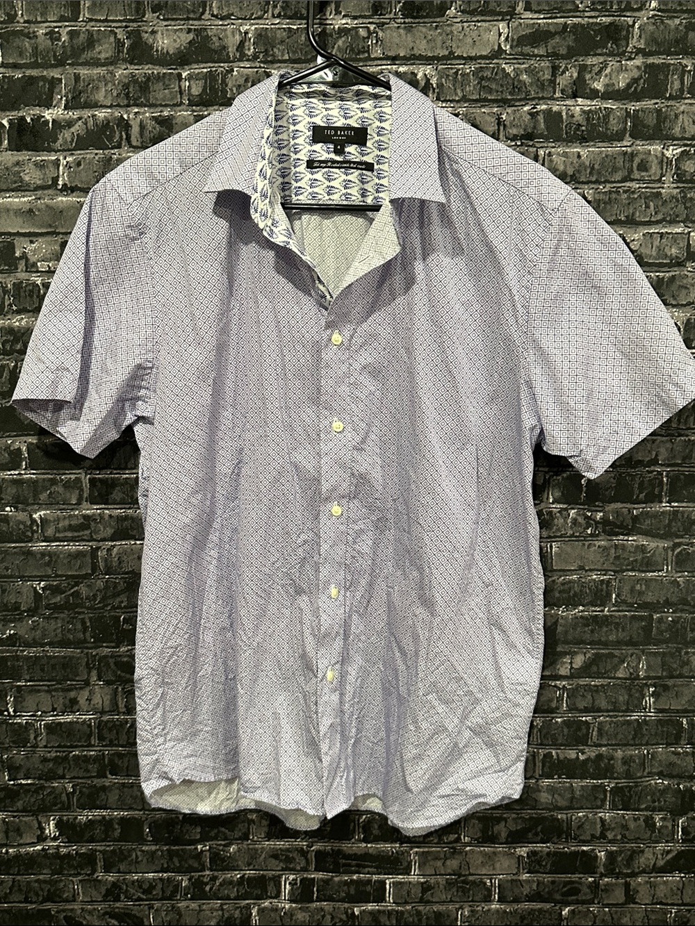 Ted Baker Purple and Blue Patterned Short-Sleeve Shirt!
